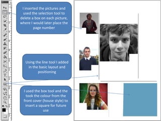 I inserted the pictures and
  used the selection tool to
delete a box on each picture,
where I would later place the
     ...