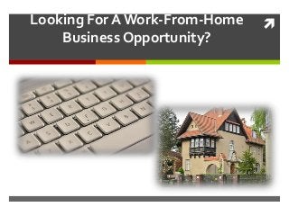 Looking For A Work-From-Home
Business Opportunity?
 