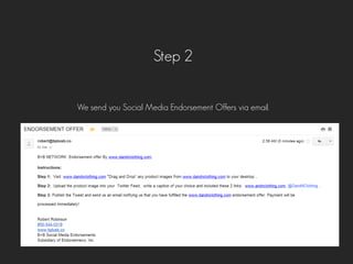 Step 2
We send you Social Media Endorsement Offers via email.
 