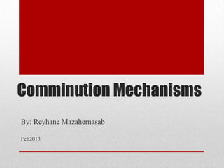 Comminution Mechanisms
By: Reyhane Mazahernasab
Feb2013
 