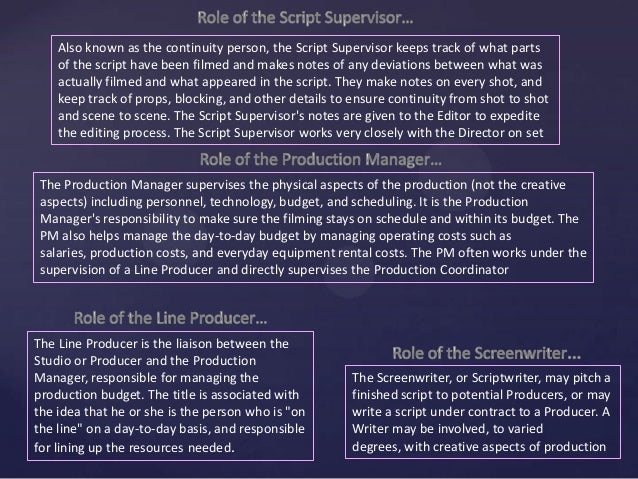 Job Roles Within The Film Industry