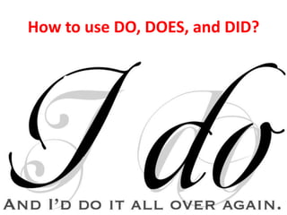 How to use DO, DOES, and DID?
 