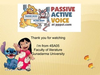 Thank you for watching
i’m from 4SA05
Faculty of literature
Gunadarma University

 
