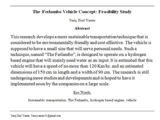 The Ferlambo: Feasibility Study