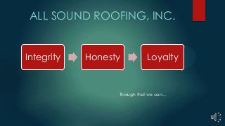 ALL SOUND ROOFING, INC.

Integrity

Honesty

Loyalty

Through that we can…

 
