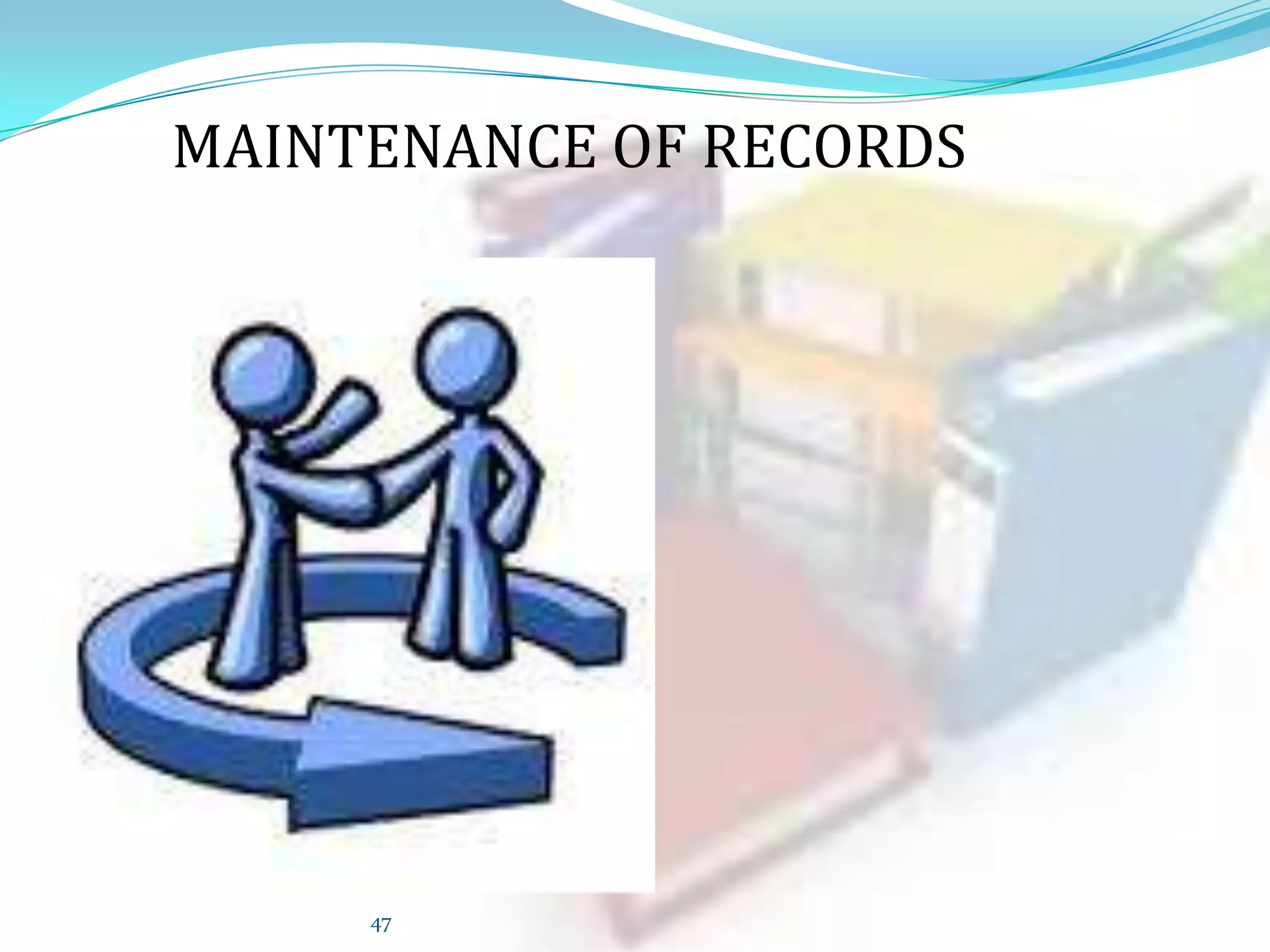 MAINTENANCE OF RECORDS

47

 