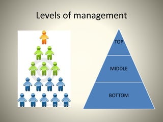 Levels of management
TOP

MIDDLE

BOTTOM

 