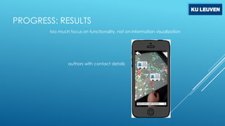 PROGRESS: RESULTS
too much focus on functionality, not on information visualization

authors with contact details

 