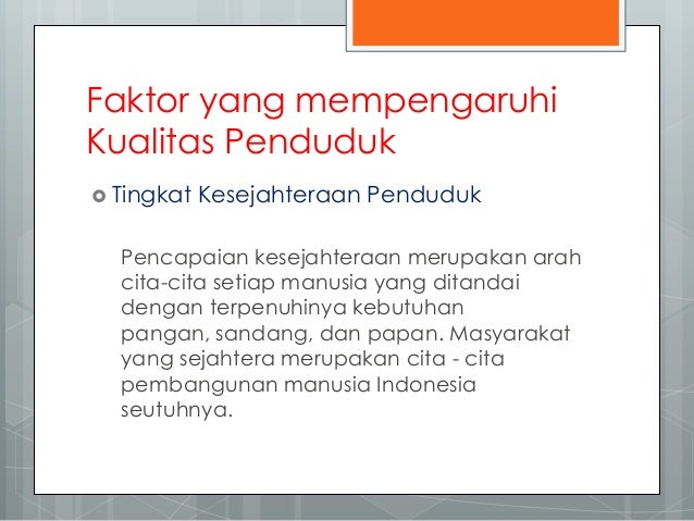 Pengertian Kualitas Penduduk