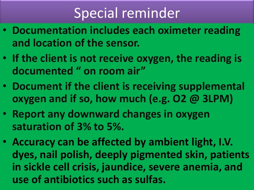 use of pulse oximetry