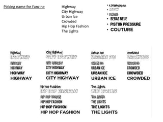 Picking name for Fanzine Highway
City Highway
Urban Ice
Crowded
Hip Hop Fashion
The Lights
 