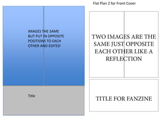 IMAGES THE SAME
BUT PUT IN OPPOSITE
POSITIONS TO EACH
OTHER AND EDITED
Title
Flat Plan 2 for Front Cover
 