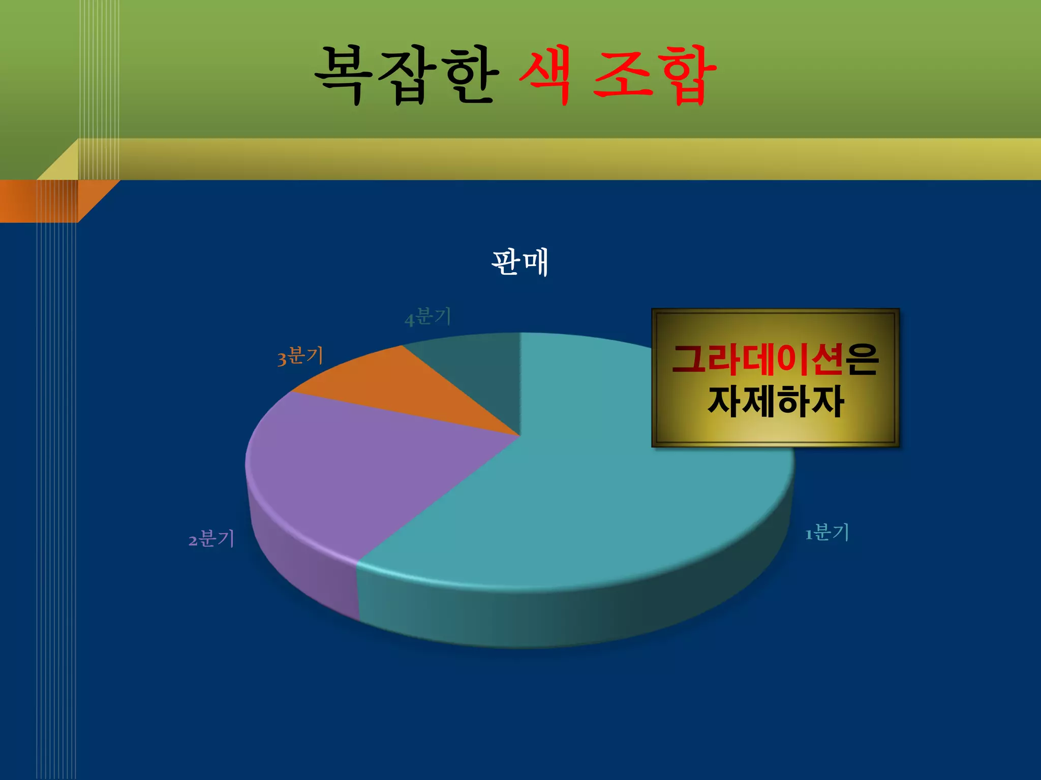 복잡한 색 조합
1분기2분기
3분기
4분기
판매
은
자제하자
 