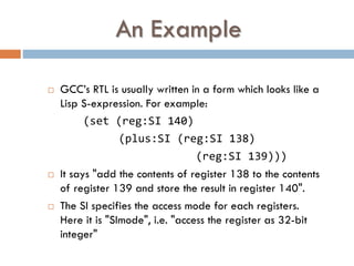 GCC RTL and Machine Description | PPTX