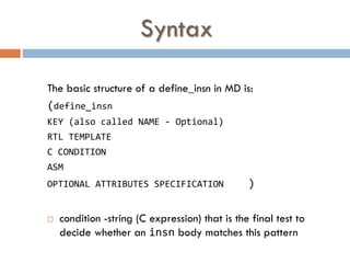 GCC RTL and Machine Description | PPTX