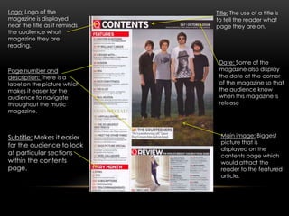 Logo: Logo of the
magazine is displayed
near the title as it reminds
the audience what
magazine they are
reading.
Title: T...