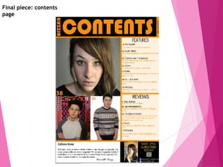 Final piece: contents
page
 