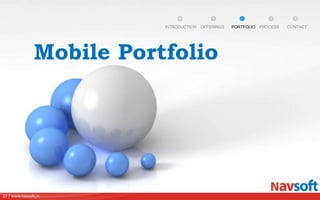 22 | www.navsoft.in
Mobile Portfolio
PROCESSPORTFOLIOINTRODUCTION OFFERINGS CONTACT
 