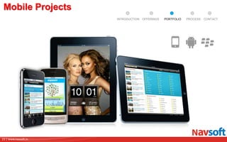 23 | www.navsoft.in
DOCUMENT
MANAGEMENT
SYSTEM
Mobile Projects
PROCESSPORTFOLIOINTRODUCTION OFFERINGS CONTACT
 
