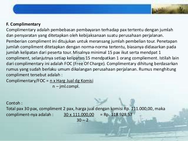 Contoh cara menghitung harga paket wisata