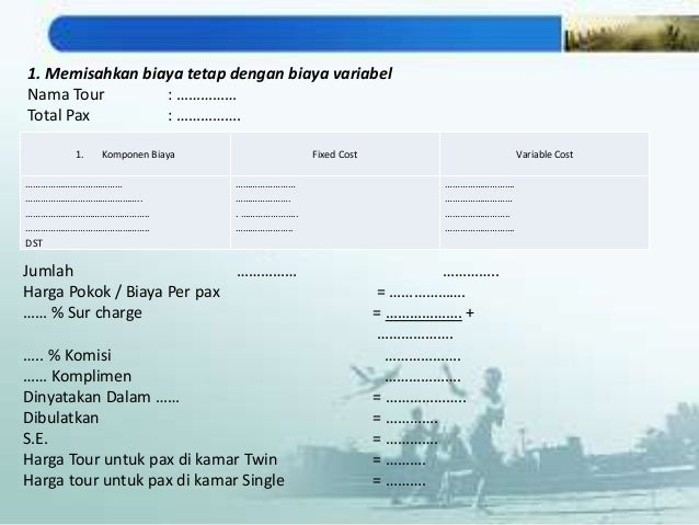 Contoh cara menghitung harga paket wisata