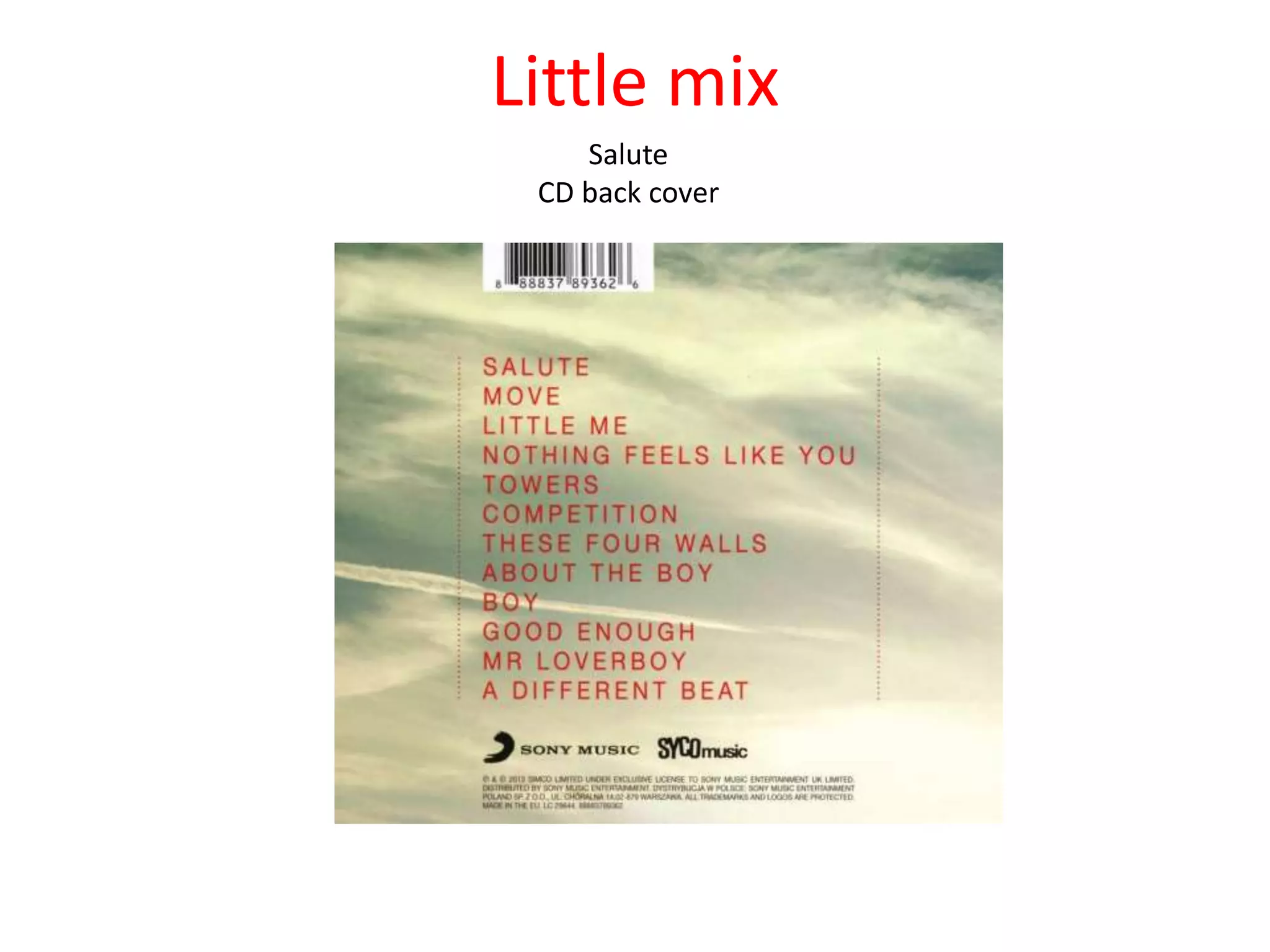 Little mix
Salute
CD back cover
 
