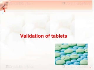 Validation of tablets
21
 