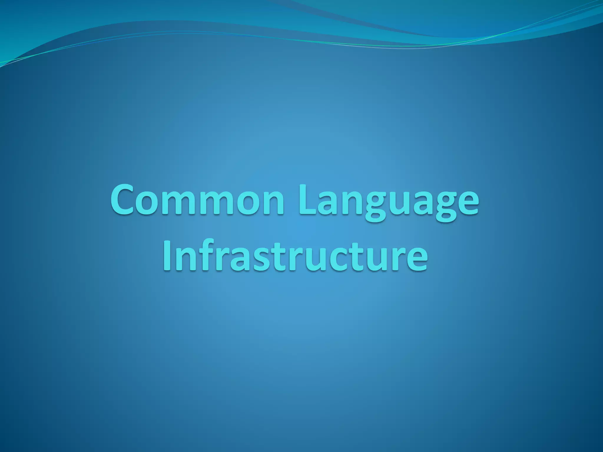 Common Language
Infrastructure
 