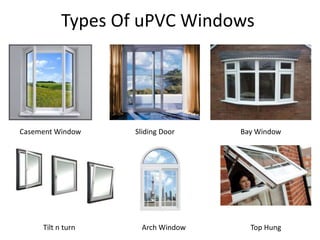 Types Of uPVC Windows
Casement Window Sliding Door Bay Window
Tilt n turn Top HungArch Window