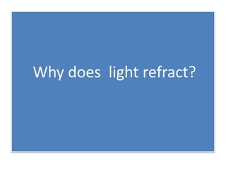 Why does light refract?
Why does light refract?
 