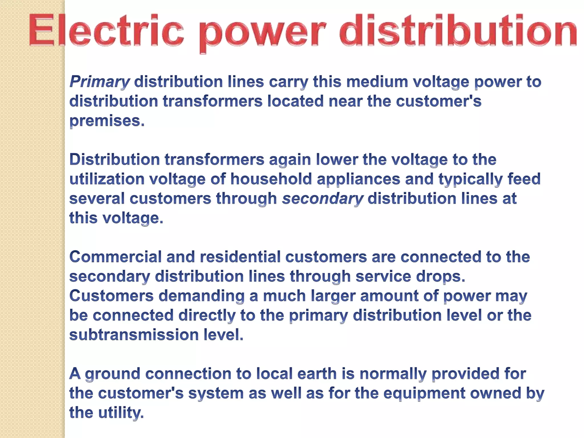 Electricity transmission, generation and distribution