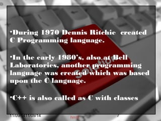 C/C++ History in few slides | PPT