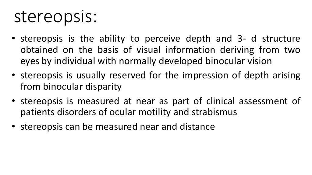 stereopsis and types of stereopsis tests