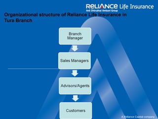 Organizational structure of Reliance Life Insurance in 
Tura Branch 
A Reliance Capital company 
 