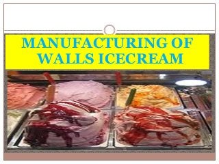 MANUFACTURING OF 
WALLS ICECREAM 
 