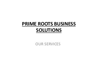 PRIME ROOTS BUSINESS
SOLUTIONS
OUR SERVICES
 