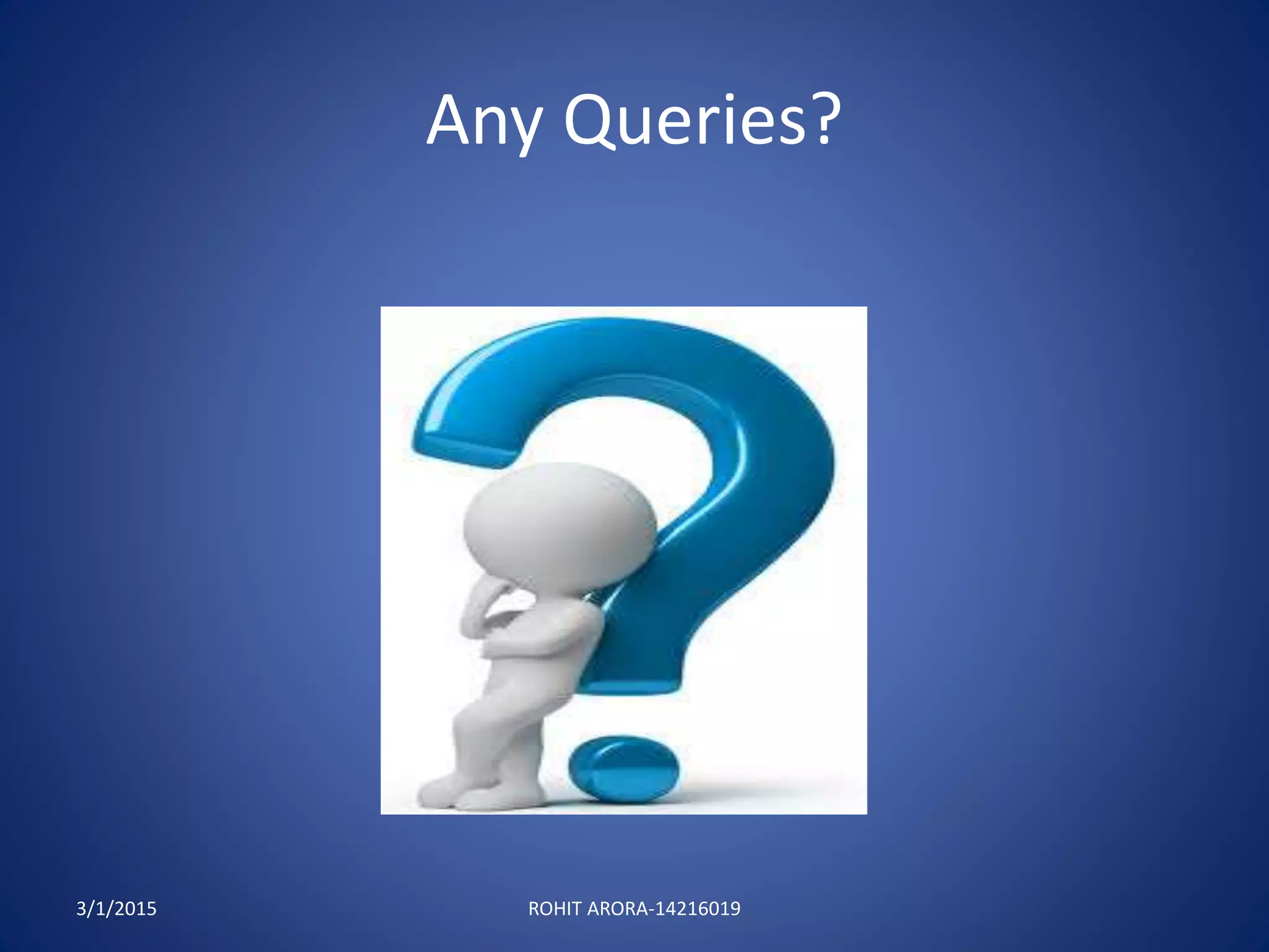 Any Queries?
3/1/2015 ROHIT ARORA-14216019
 