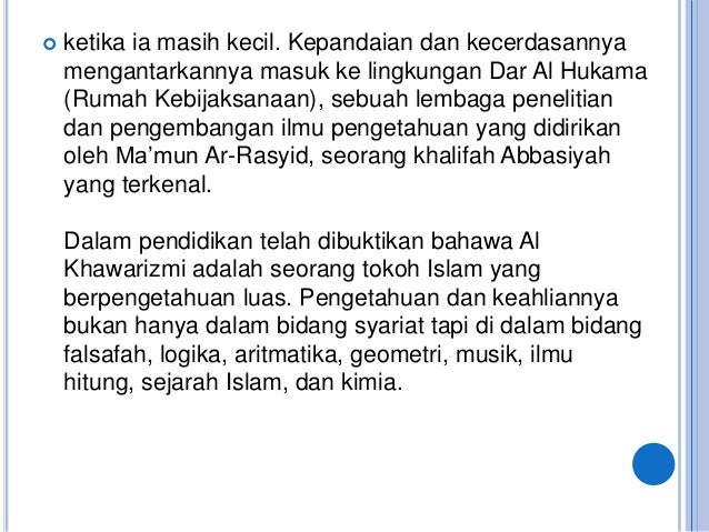 Biografi Al Khawa Rizmi Biografi Al Khawa Rizmi