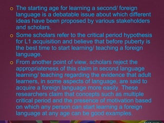 Second Language learning | PPTX | Education