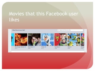 Movies that this Facebook user
likes
 