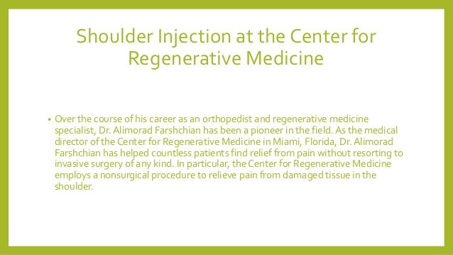 shoulder injection at the center for regenerative medicine center for regenerative medicine miami