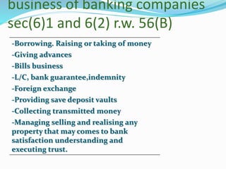 CashReserve
Ratio(crr)
Statutory
Liquidity
Ratio(slr)
CRRandSLRunder sec.18r.W.56(i)under bankingregulation act 1949
 