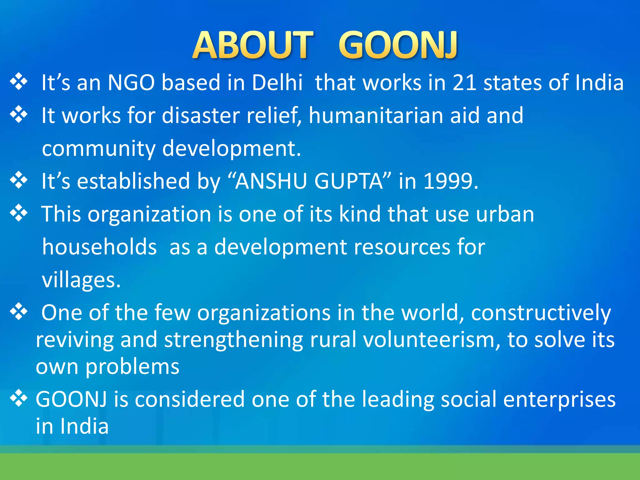 Goonj A Vision For Better India PPTX goonj-a-vision-for-better-india-pptx