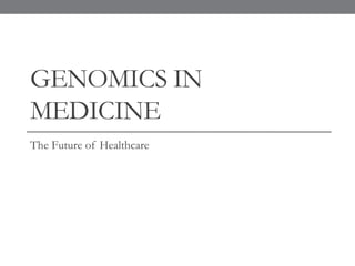 GENOMICS IN
MEDICINE
The Future of Healthcare
 