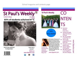 School magazine and contents page
 