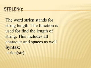 String Handling in c++ | PPTX | Programming Languages | Computing