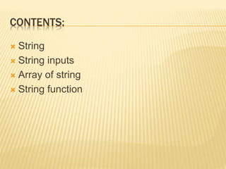 String Handling in c++ | PPT
