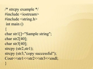 String Handling in c++ | PPT