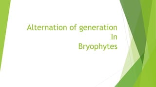 Alternation of generation
In
Bryophytes
 