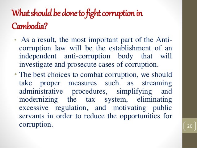 How to reduce corruption in Cambodia?
